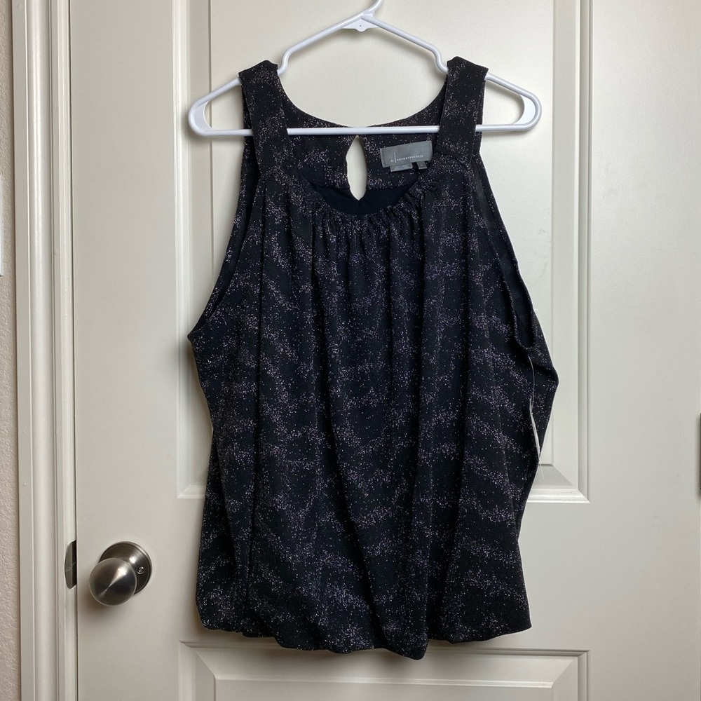 Black and Silver Bubble-hem Sleeveless Blouse